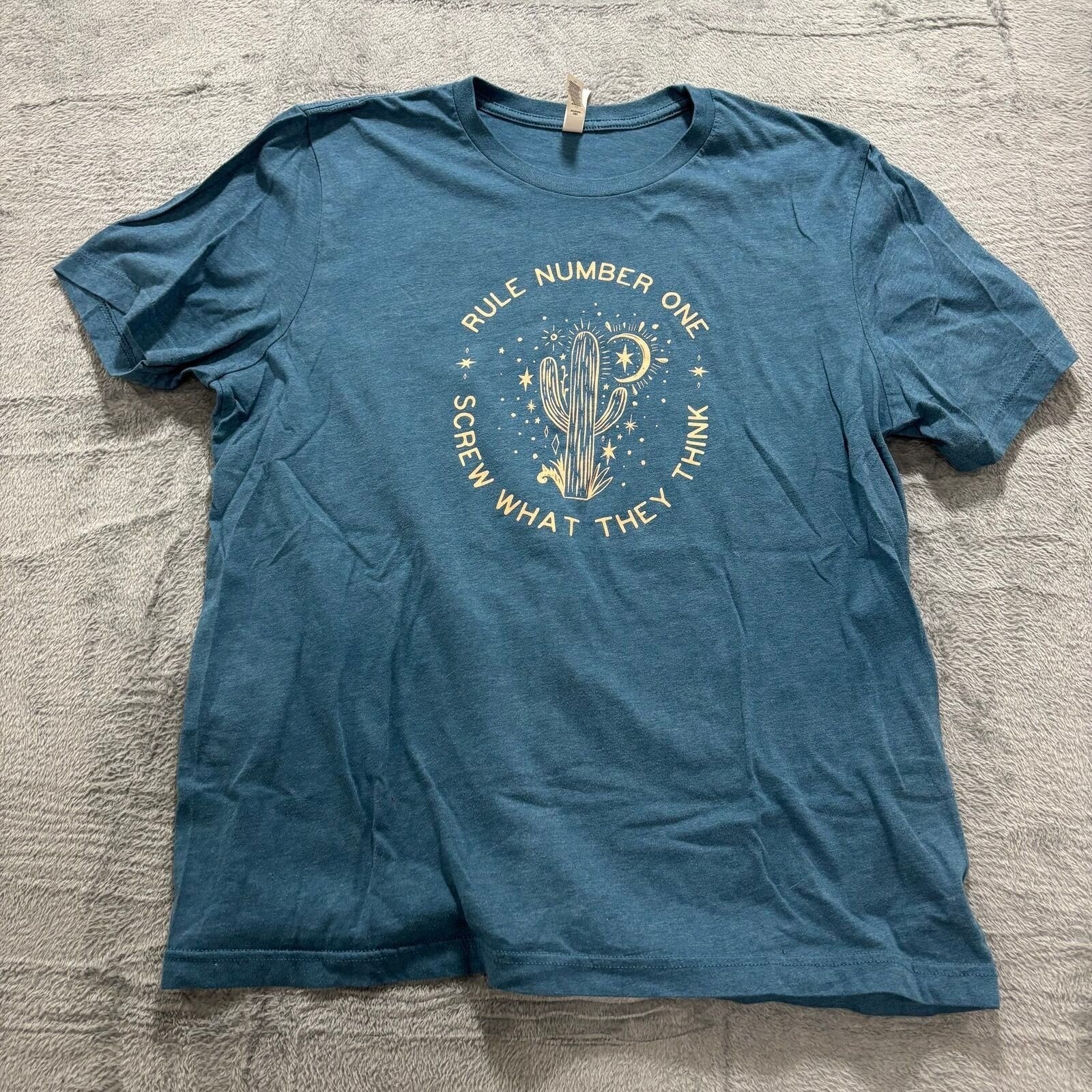 Bella Canvas XL Blue Womens Graphic T-Shirt Cactus Desert Boho Casual