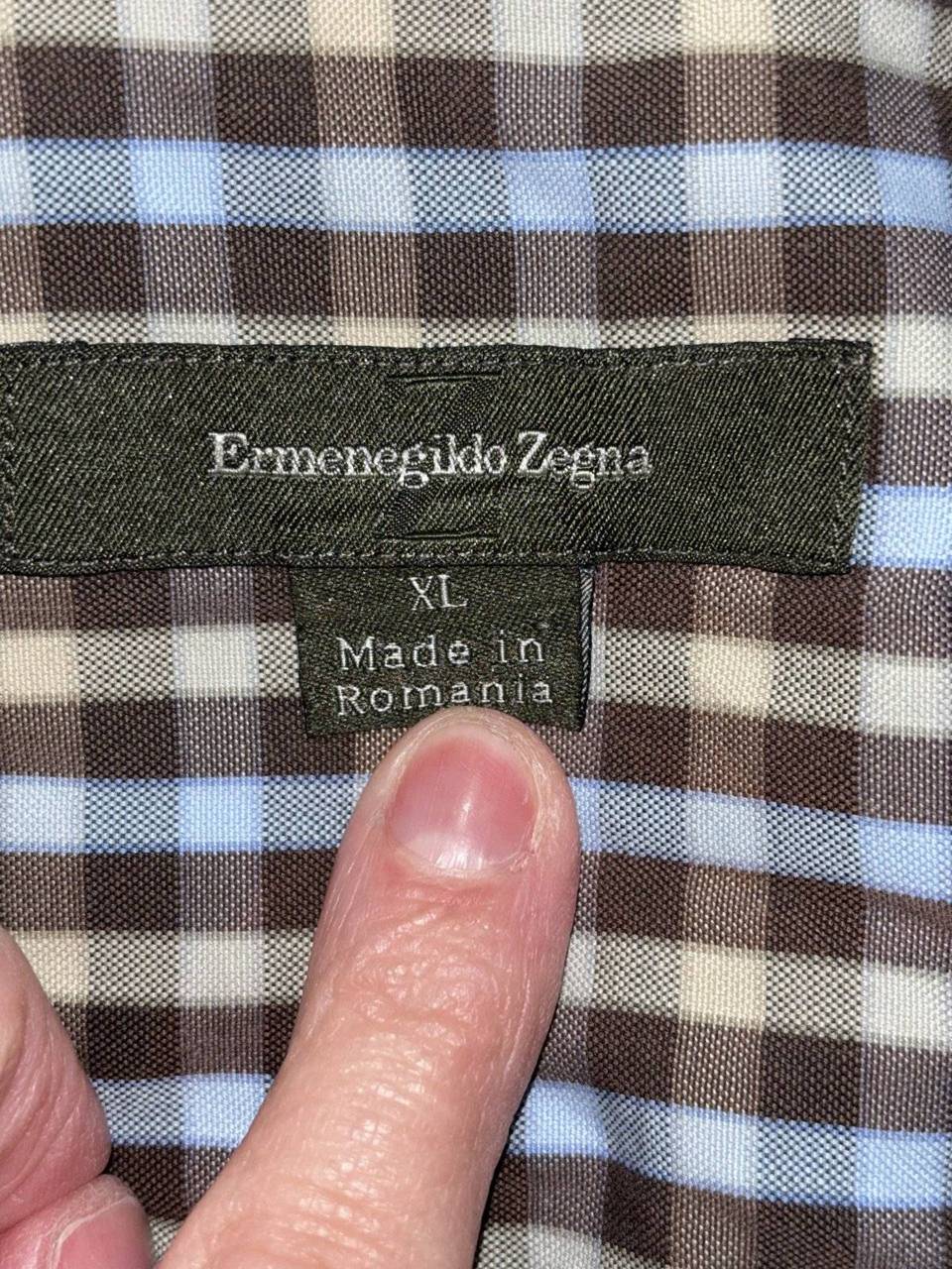 Ermenegildo Zegna Men's Brown Check Shirt Size XL, photo 10 of 10