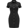 Guess Black Shirt Dress Womens S Button Front Stretch Collared Mini Dress