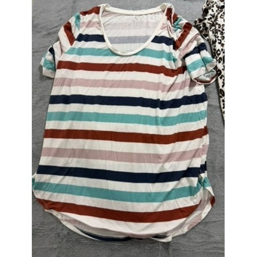 Maurices 24/7 Womens Plus XXL XL Casual Top Bundle Navy Stripe Leopard 3pc Lot