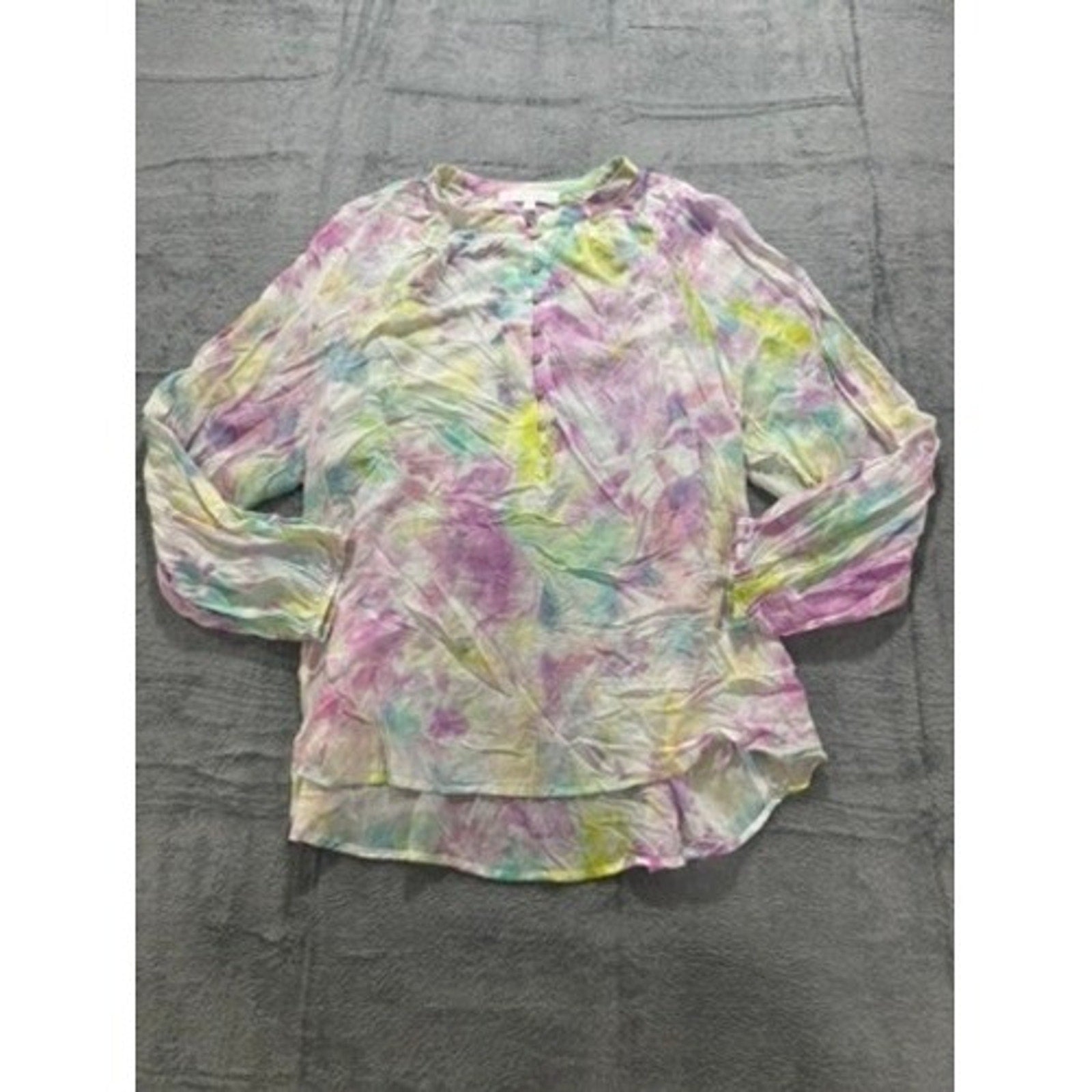 Adyson Parker Blouse Womens 1X Boho Watercolor Pastel Rayon Flowy Top