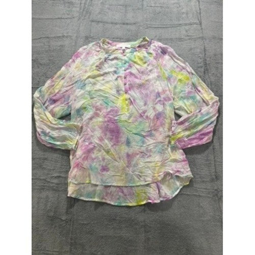 Adyson Parker Blouse Womens 1X Boho Watercolor Pastel Rayon Flowy Top