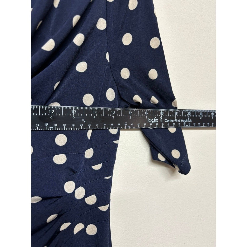 Connected Apparel Navy Polka Dot Sheath Pencil Dress 8 Pinup Classic Stretch