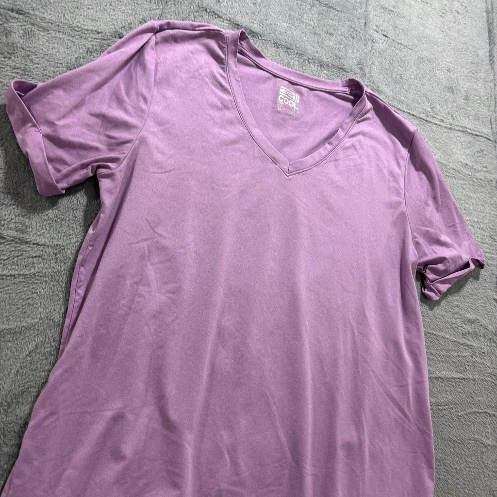 32 Degrees Womens L Purple V-Neck Short Sleeve Sleep Shirt Casual Athleisure