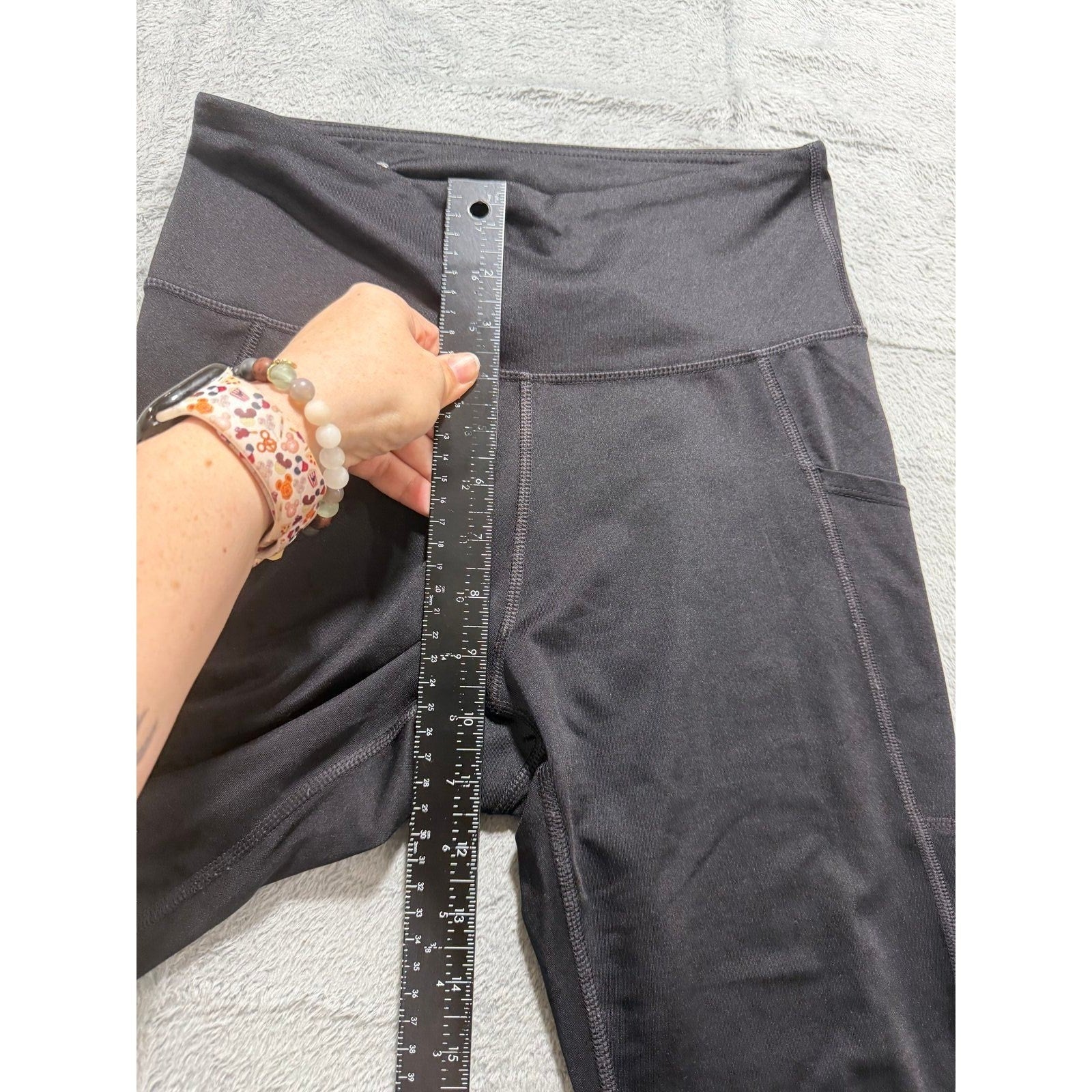 Tek Gear Womens M Black Athletic Leggings Athleisure Casual Pocket Workout