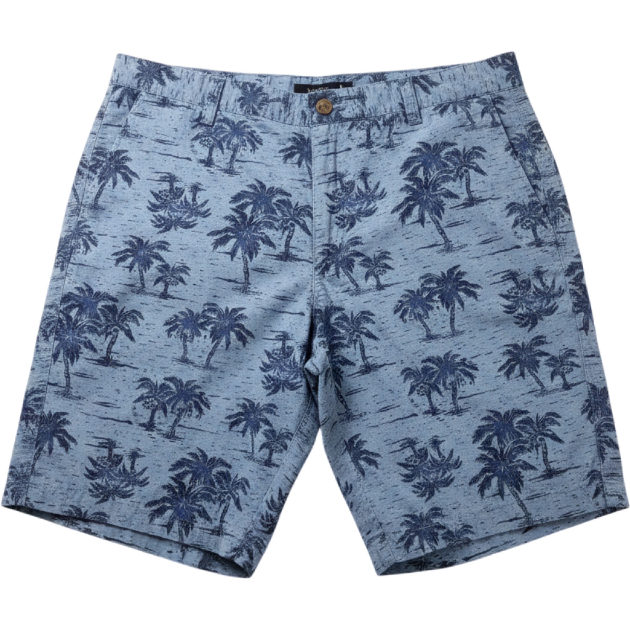 Chaps Shorts Mens 32 Blue Palm Tree Print Cotton Flat Front Casual Vacation