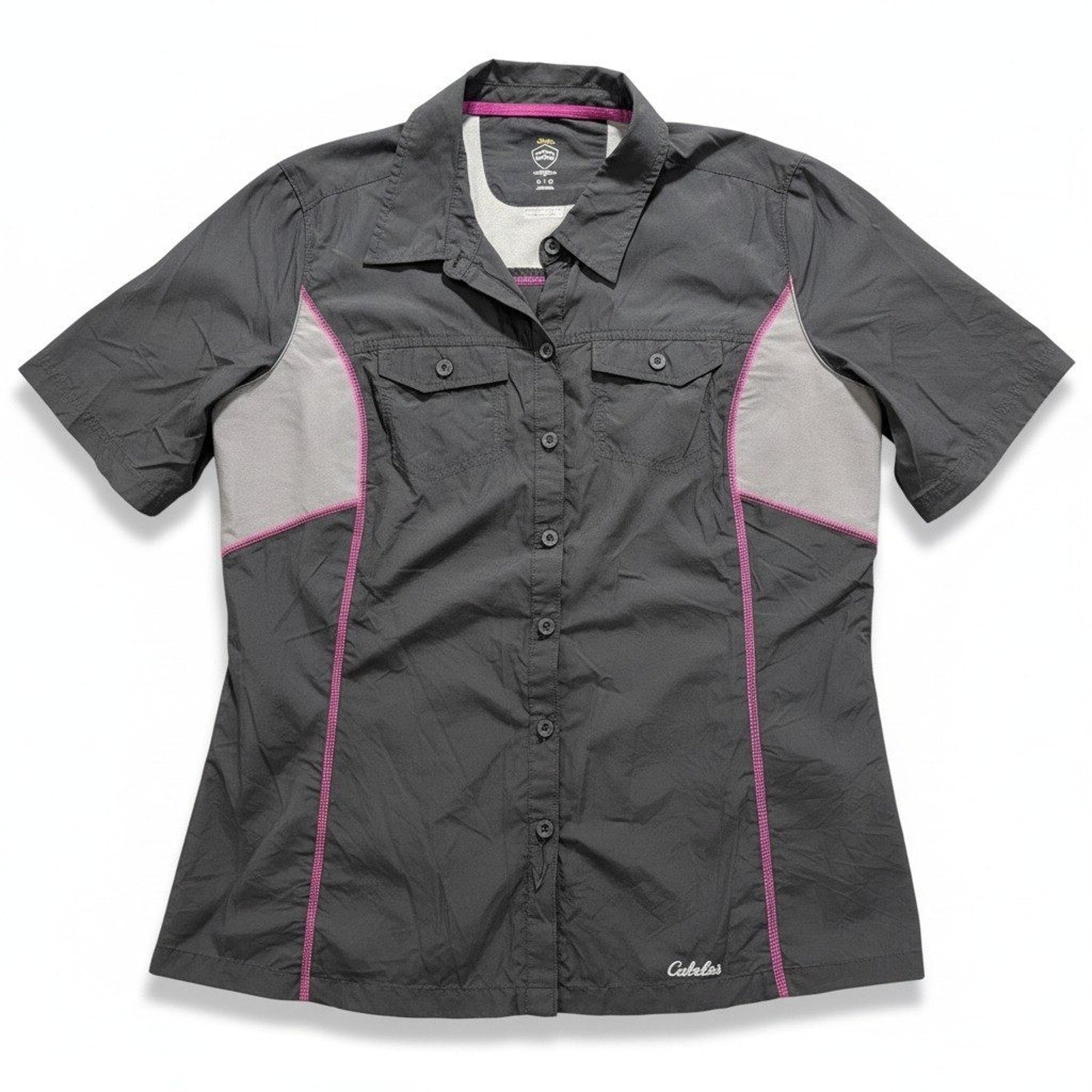 Cabelas Womens L Black XPG Cool Phase Fishing Shirt Short Sleeve Athleisure GOOD