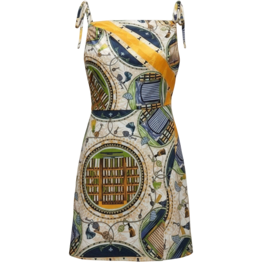 AKIRA Scarf Print Bodycon Mini Dress Womens S Y2K Tie Strap Party Dress