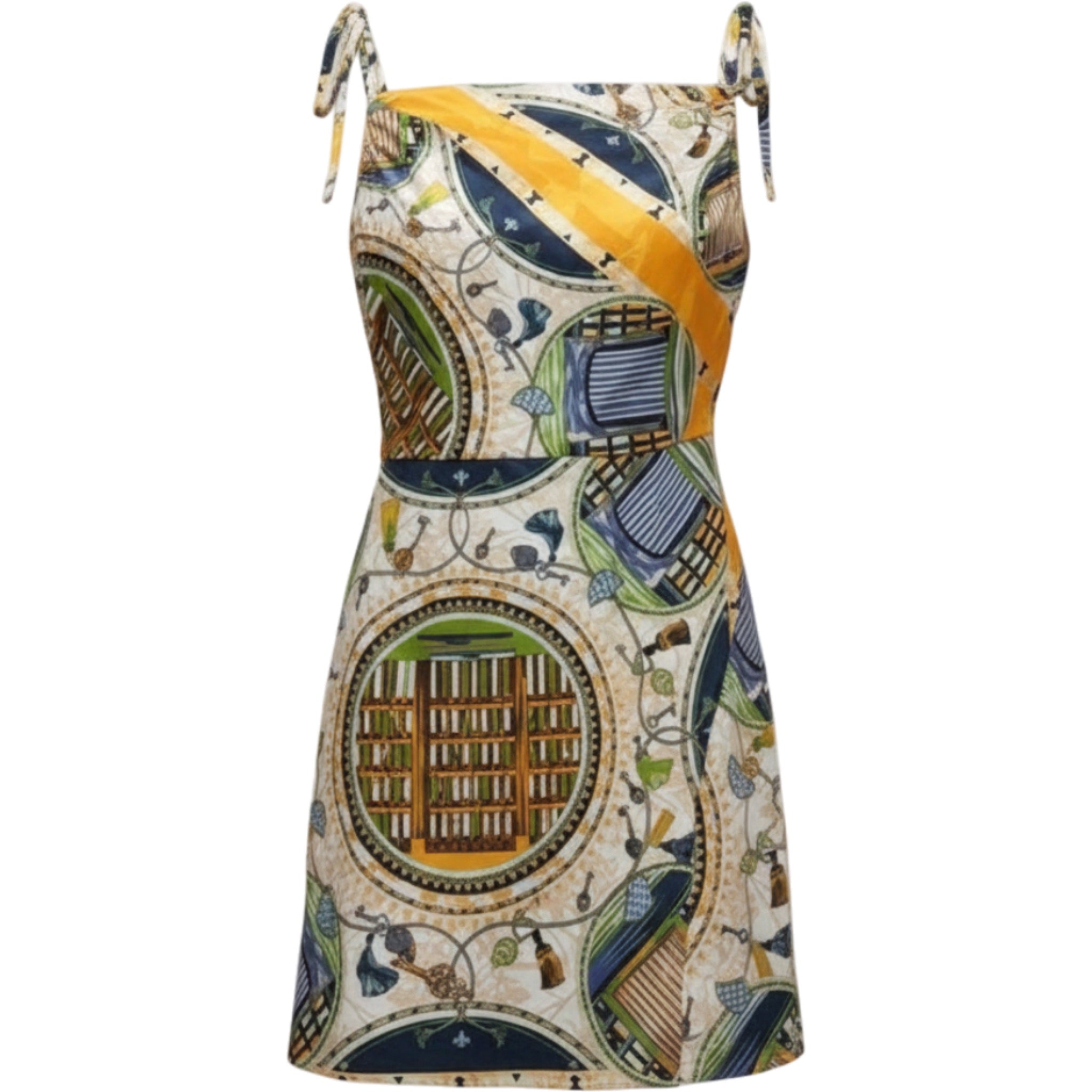 AKIRA Scarf Print Bodycon Mini Dress Womens S Y2K Tie Strap Party Dress