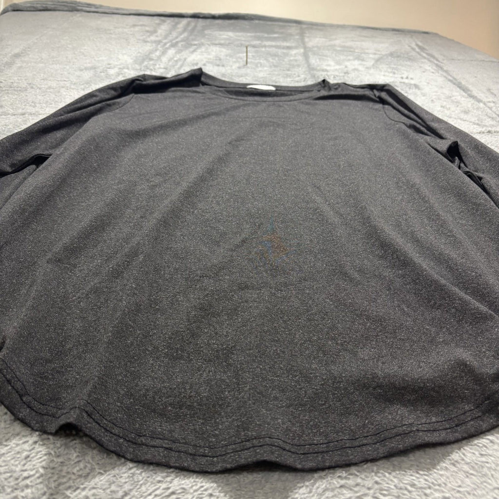 PINSPARK 2XL Charcoal Gray Womens Long Sleeve Top Athleisure Casual Gym Basic