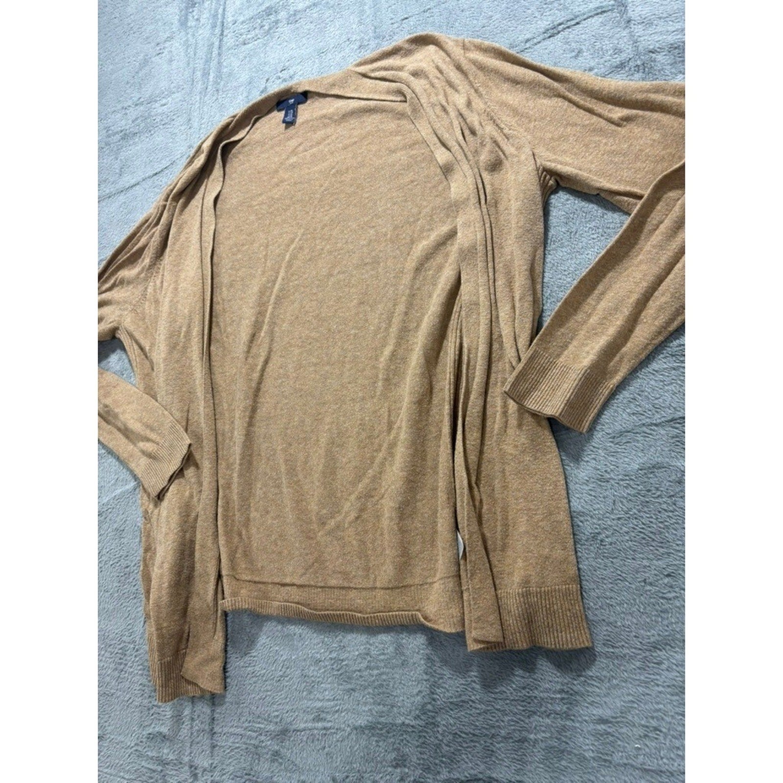 Gap Womens XL Open Front Cardigan Camel Tan Cotton Blend Knit Cozy Layering