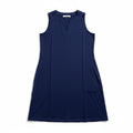 Lands\' End Womens XL Navy Blue Sleeveless V-Neck Shift Dress Casual Coastal