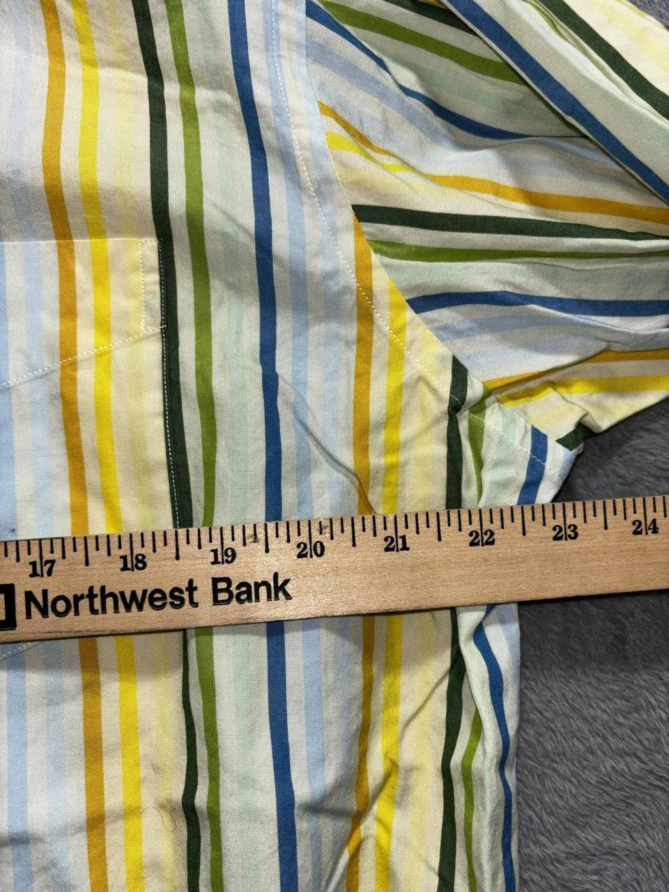 Gap Men's Yellow Blue Green Striped Shirt Size L, photo 5 of 10