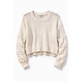 Madewell Chunky Knit Bobble Sleeve Cropped Sweater Neutral Cozy M Minimal Cream