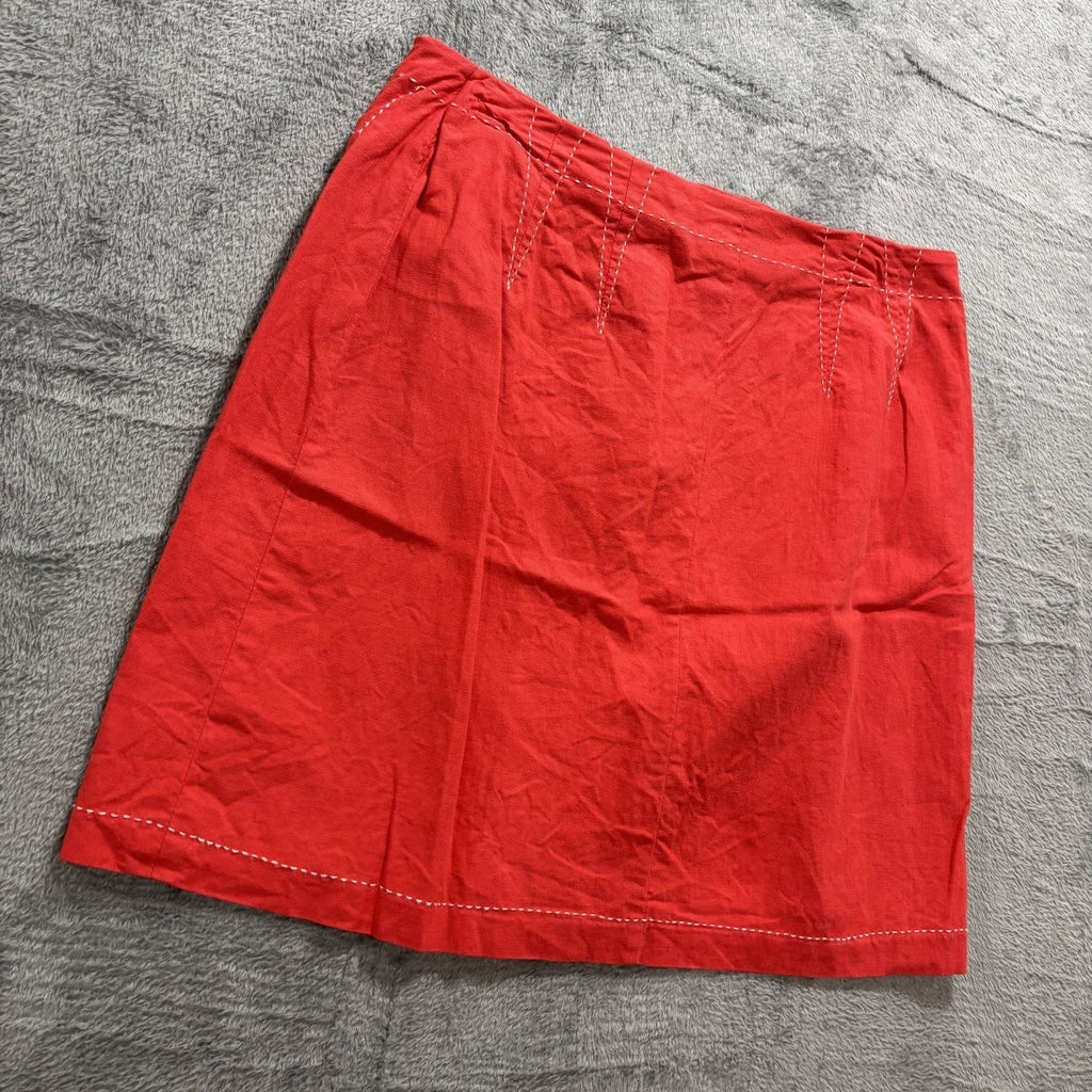 Harve Benard 14P Womens Red Linen Blend Mini Skirt Vintage Casual Boho