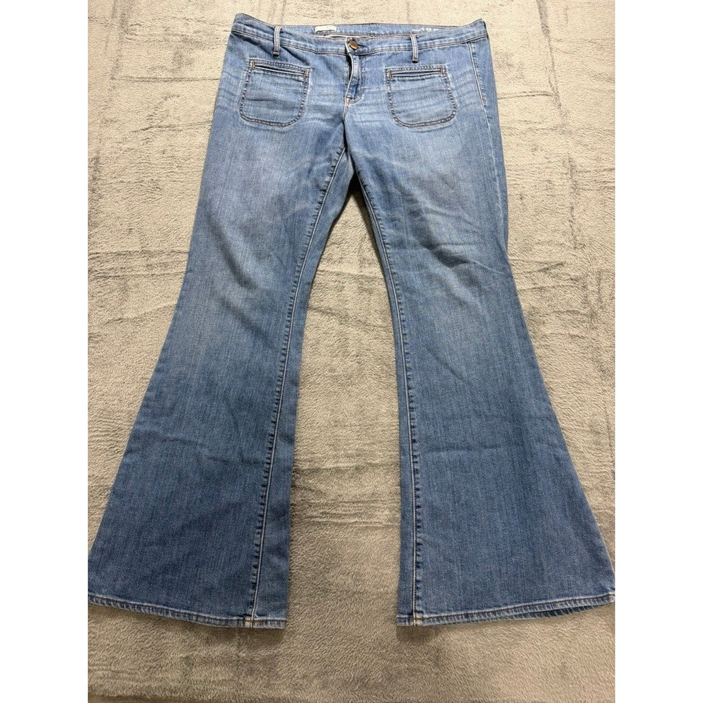 Gap 1969 Flare Jeans Womens 33/16 Light Wash Blue Patch Pocket Bell Bottoms