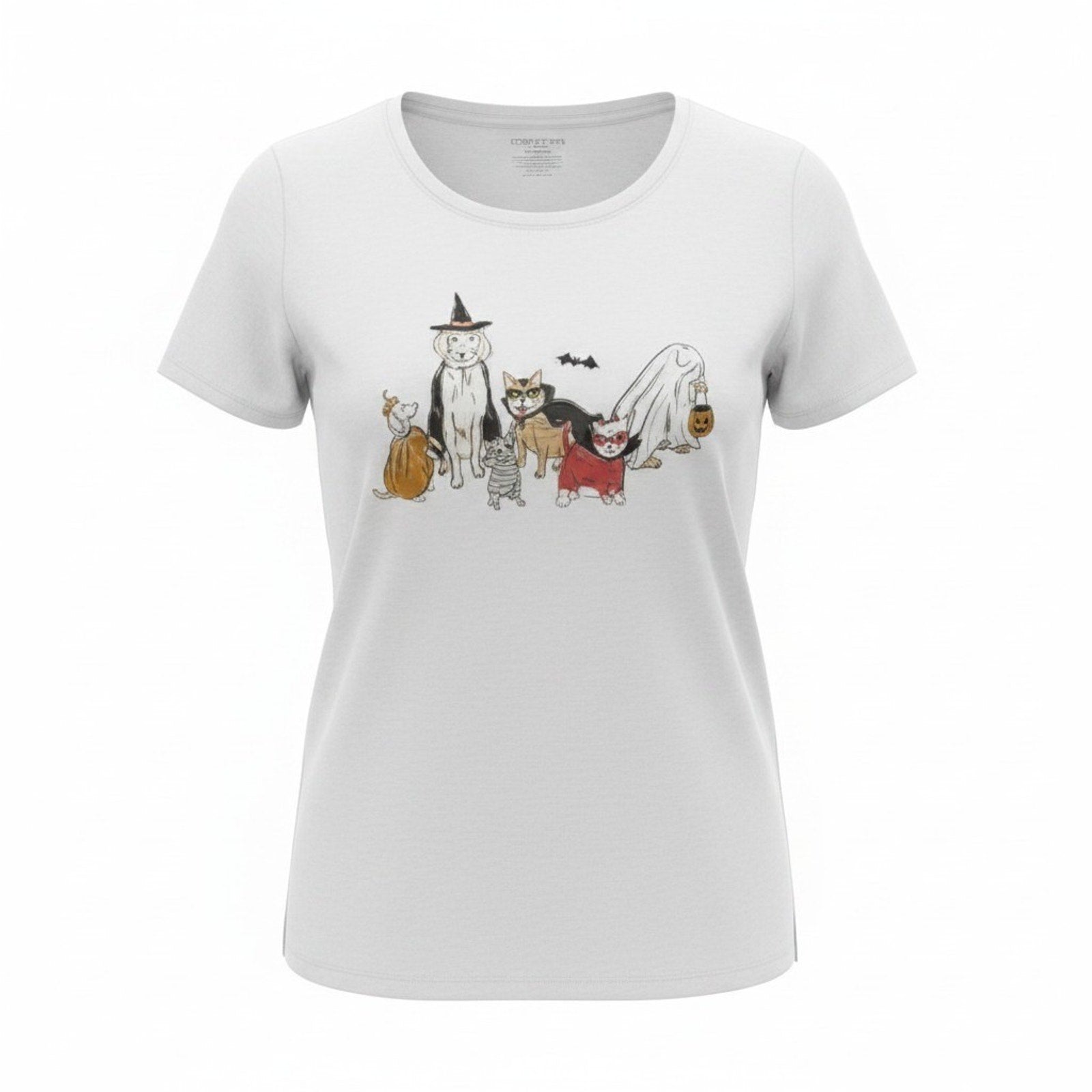 Maurices Womens Halloween Pets Graphic Tee Oatmeal Heather Large Spooky Cats