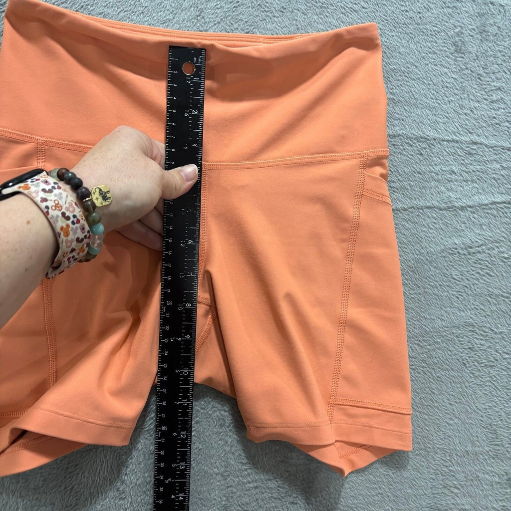 Old Navy Womens S Orange Powersoft High Rise Bike Shorts Athleisure Casual