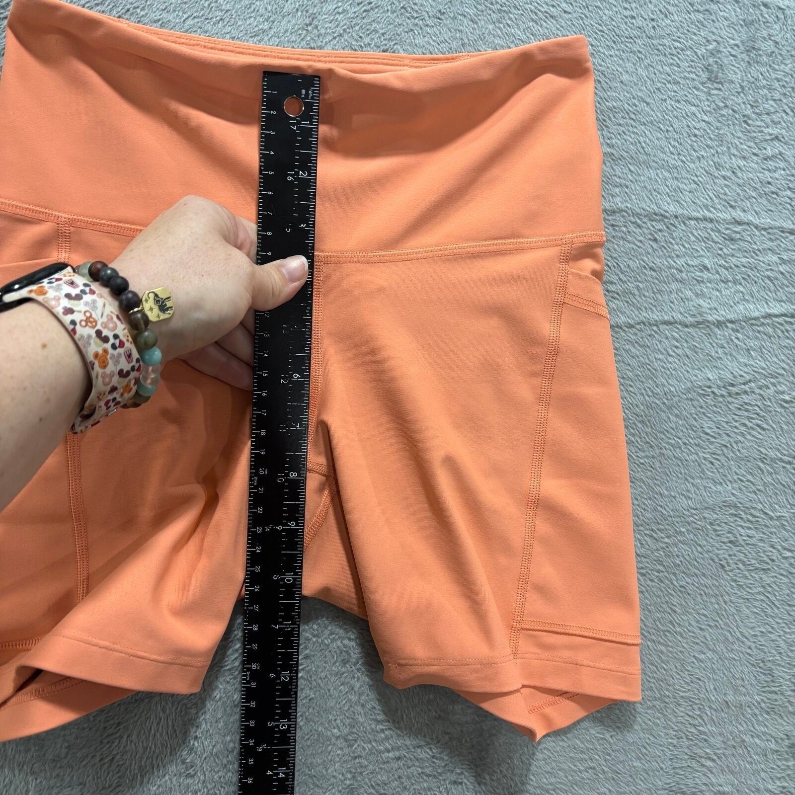 Old Navy Womens S Orange Powersoft High Rise Bike Shorts Athleisure Casual