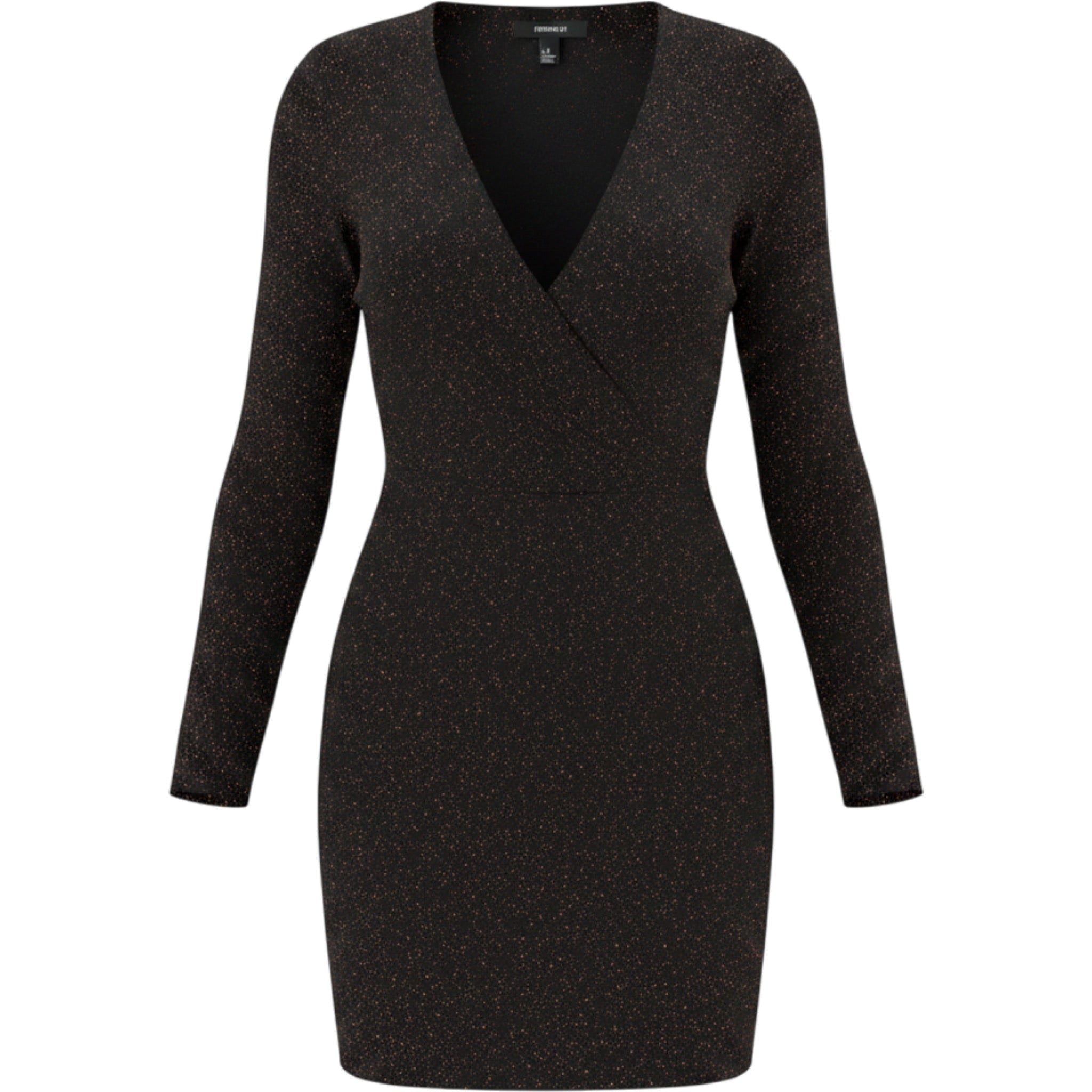 Forever 21 Bodycon Mini Dress M Black Red Metallic Glitter V Neck Party