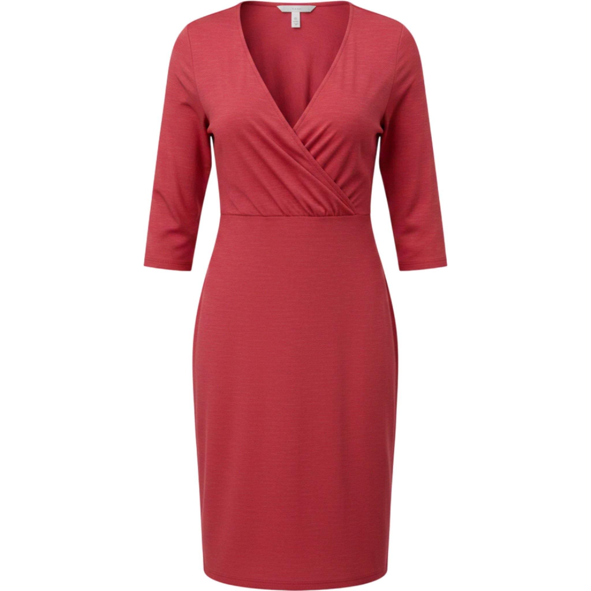J Jill Wrap Midi Dress M Pink Coral Stretch V Neck Career Casual Coastal Minimal