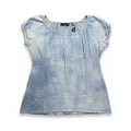 Axcess Womens XL Blue Tie Dye Empire Waist Cap Sleeve Top Boho Vintage