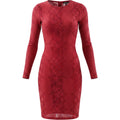 Red Lace Bodycon Mini Dress XS Long Sleeve Sheer Sexy Holiday Party Date Night