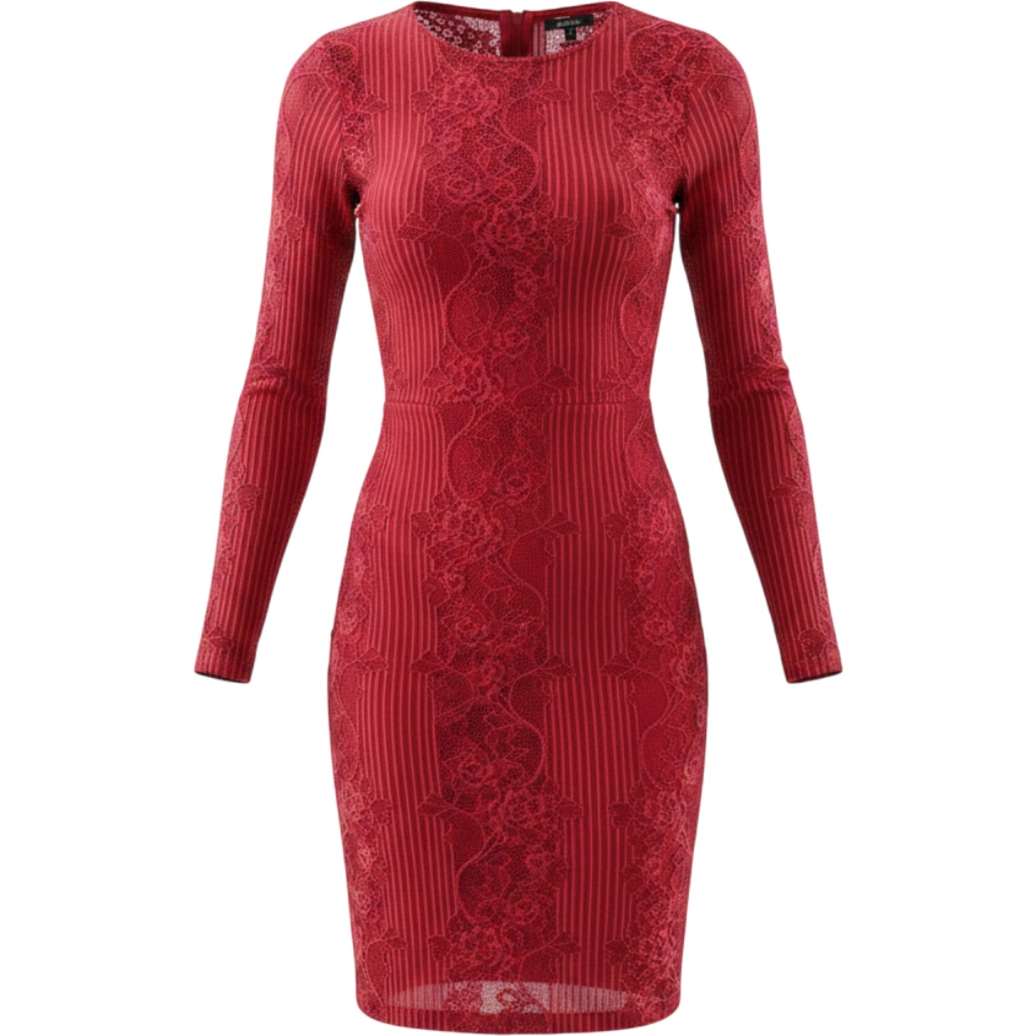 Red Lace Bodycon Mini Dress XS Long Sleeve Sheer Sexy Holiday Party Date Night
