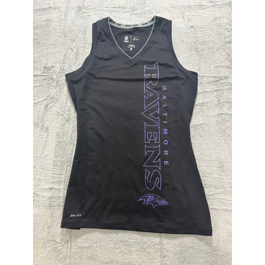 Nike Pro Ravens Tank Top Womens Large Dri Fit NFL Black Athletic Training