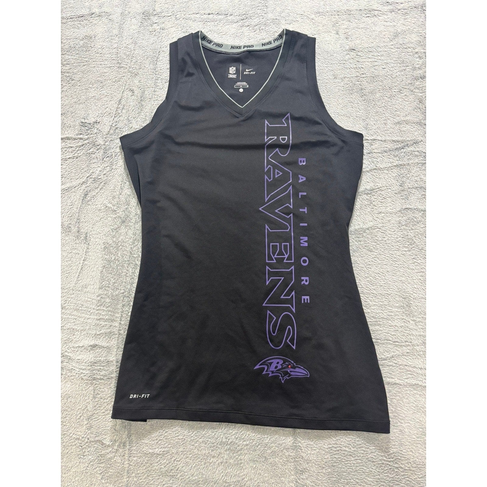 Nike Pro Ravens Tank Top Womens Large Dri Fit NFL Black Athletic Training