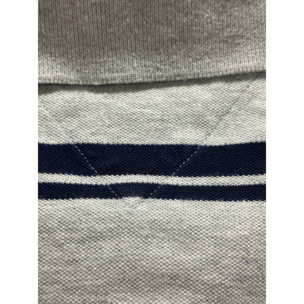 Tommy Hilfiger L Gray Navy Striped Slim Fit Polo Shirt Mens Preppy Casual