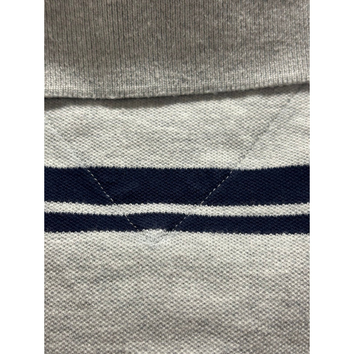 Tommy Hilfiger L Gray Navy Striped Slim Fit Polo Shirt Mens Preppy Casual