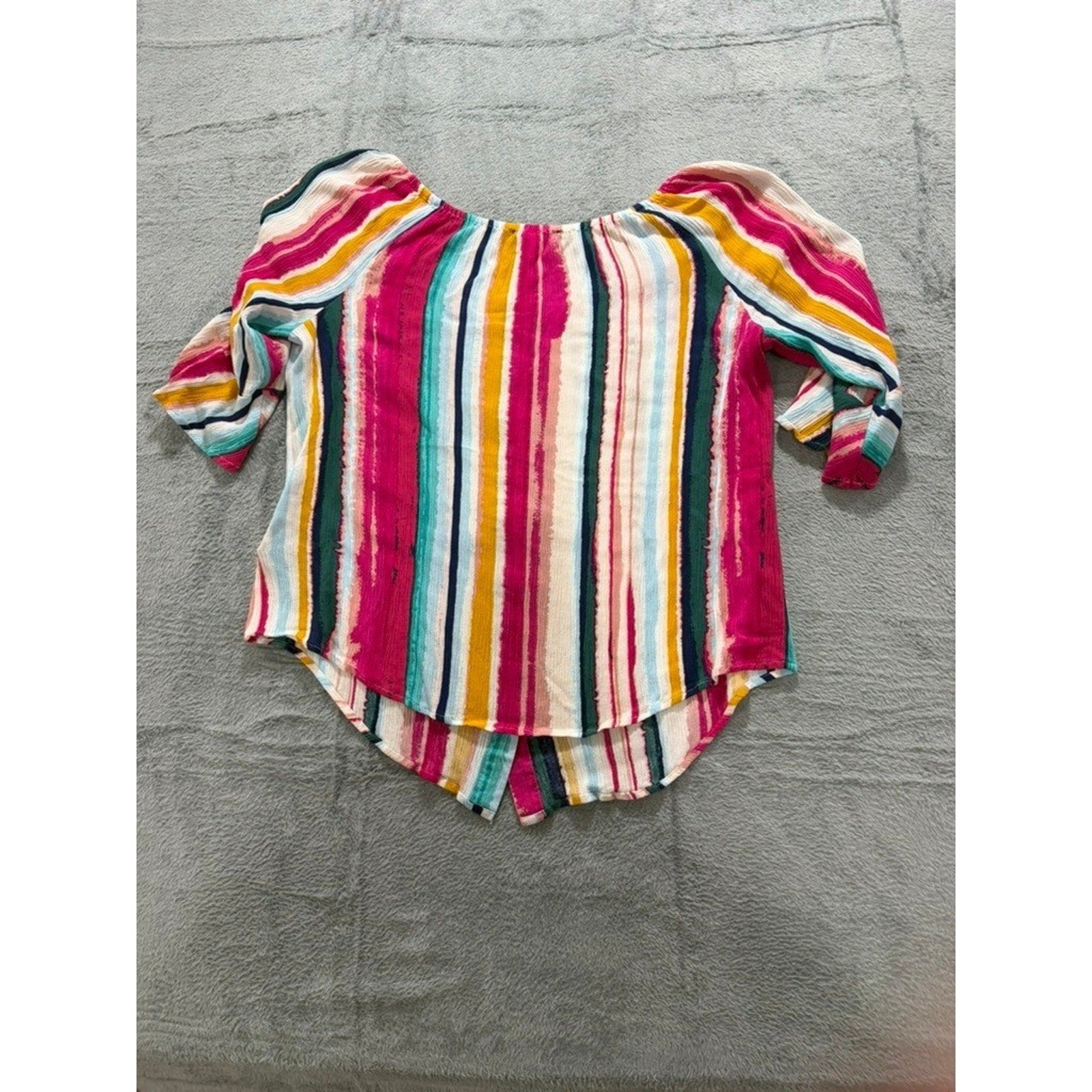 Zac Rachel Womens Medium Striped Off Shoulder Boho Button Front Blouse Top