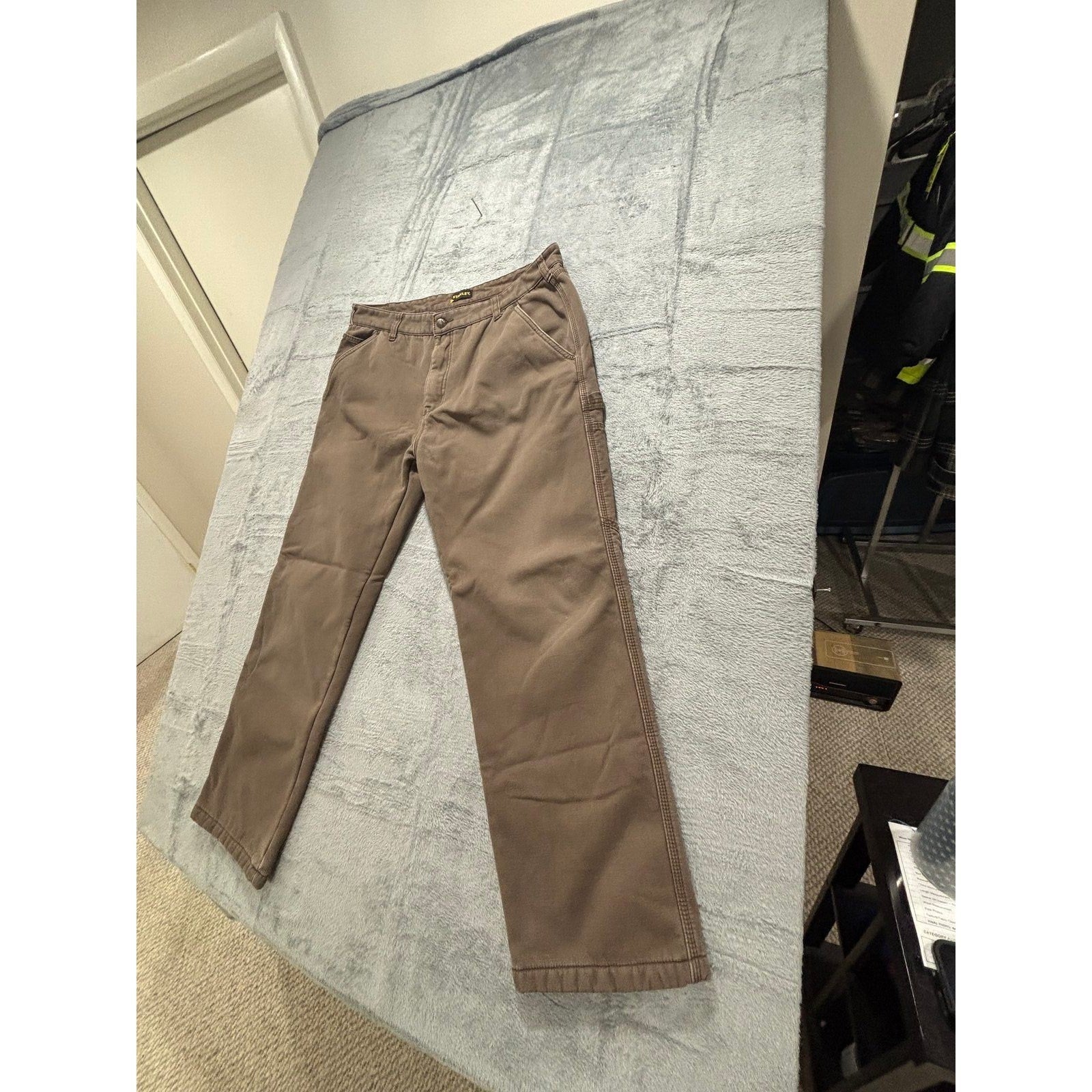 Stanley Mens 36x32 Brown Fleece Lined Carpenter Pants Workwear Casual Vintage