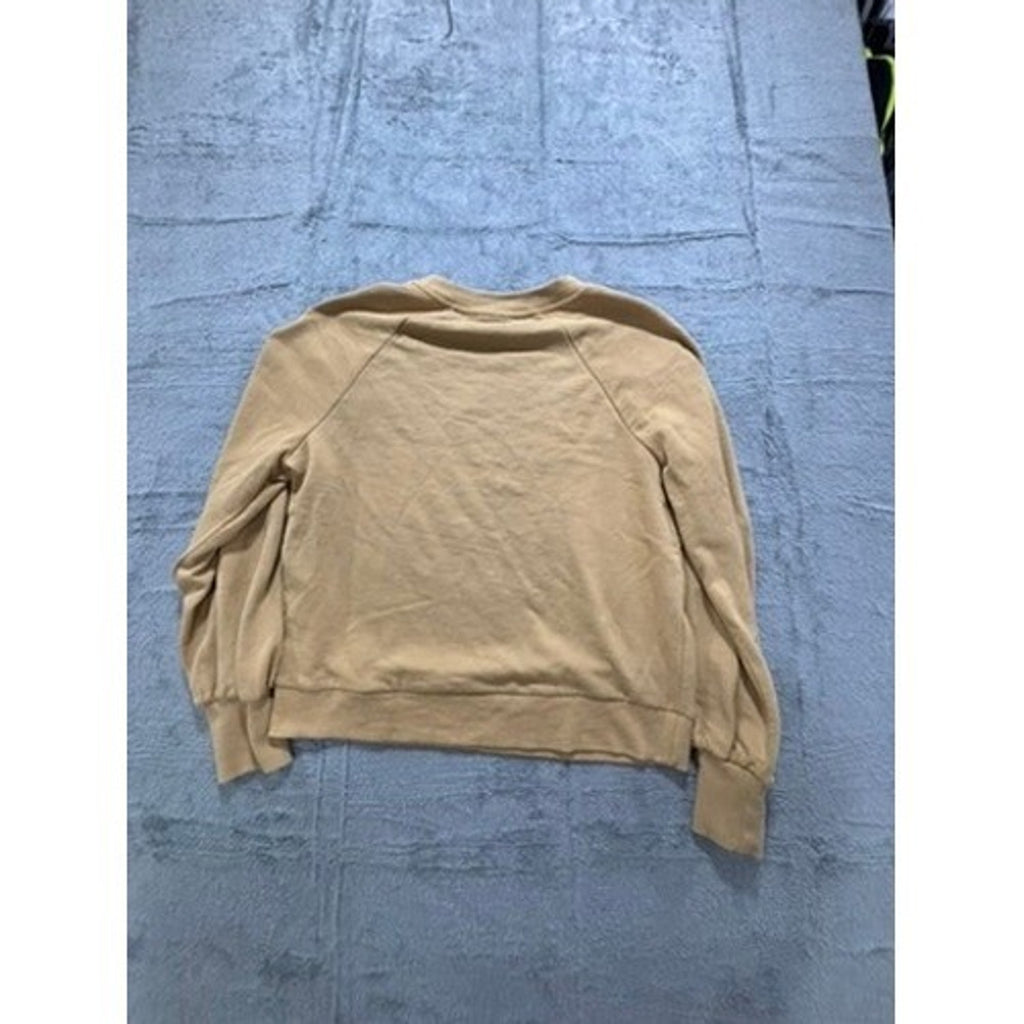 Who What Wear Womens L Tan Button Detail Sweatshirt Long Sleeve Casual Cozy Boho