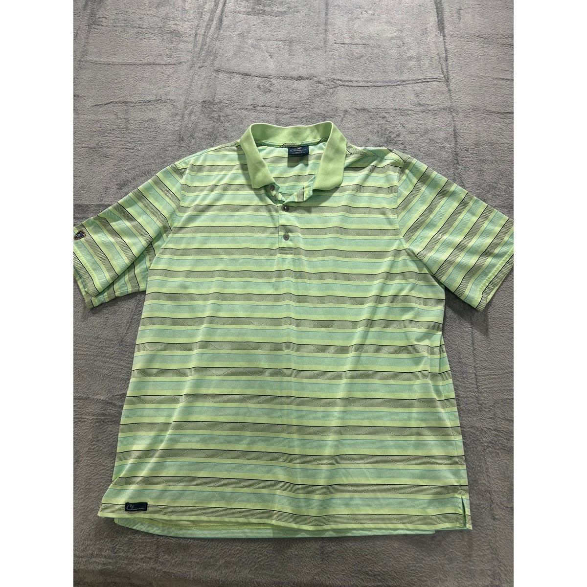 Cleveland Classics Golf Polo Shirt Mens XXLT Green Striped Performance Stretch