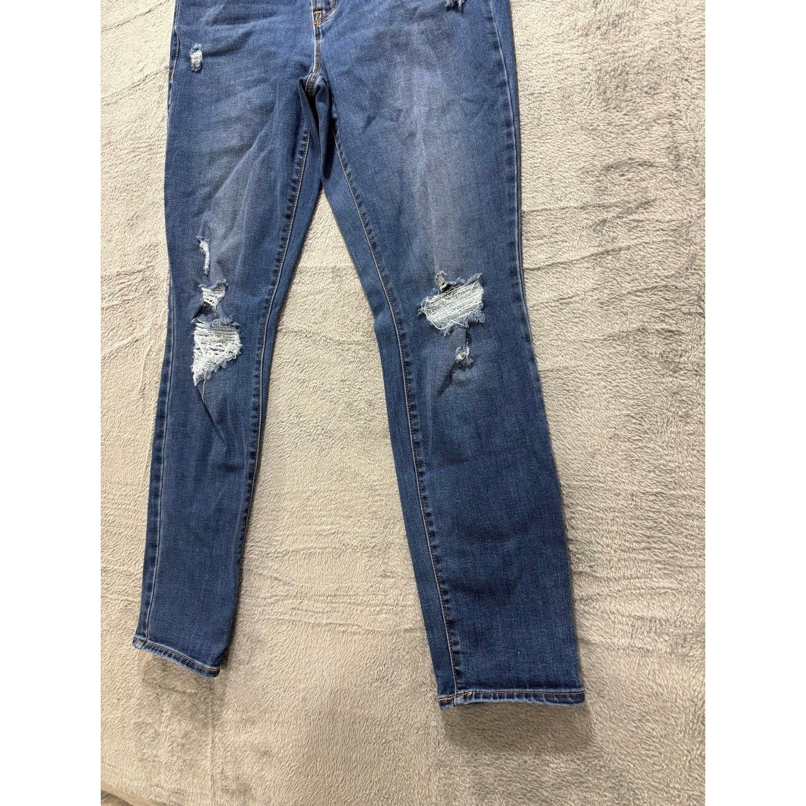 Old Navy 8 Womens Blue Pop Icon Skinny Mid-Rise Distressed Jeans Casual Vintage