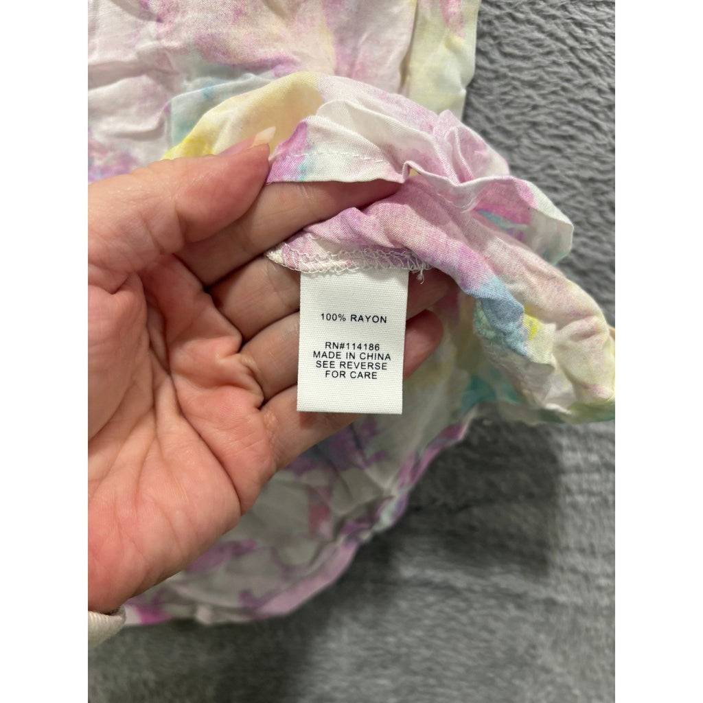 Adyson Parker Blouse Womens 1X Boho Watercolor Pastel Rayon Flowy Top
