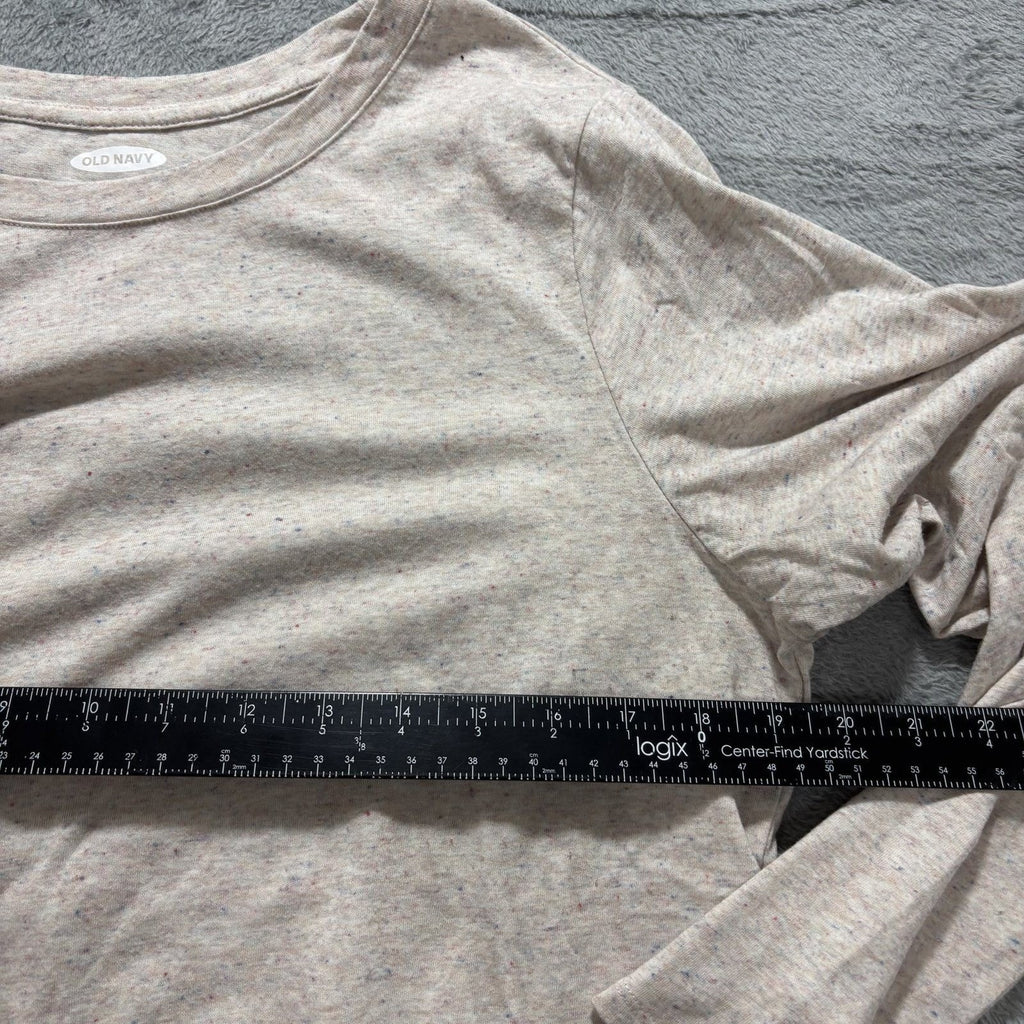 Old Navy Womens L Beige Speckled Long Sleeve Everyday T-Shirt Casual Cozy Tee