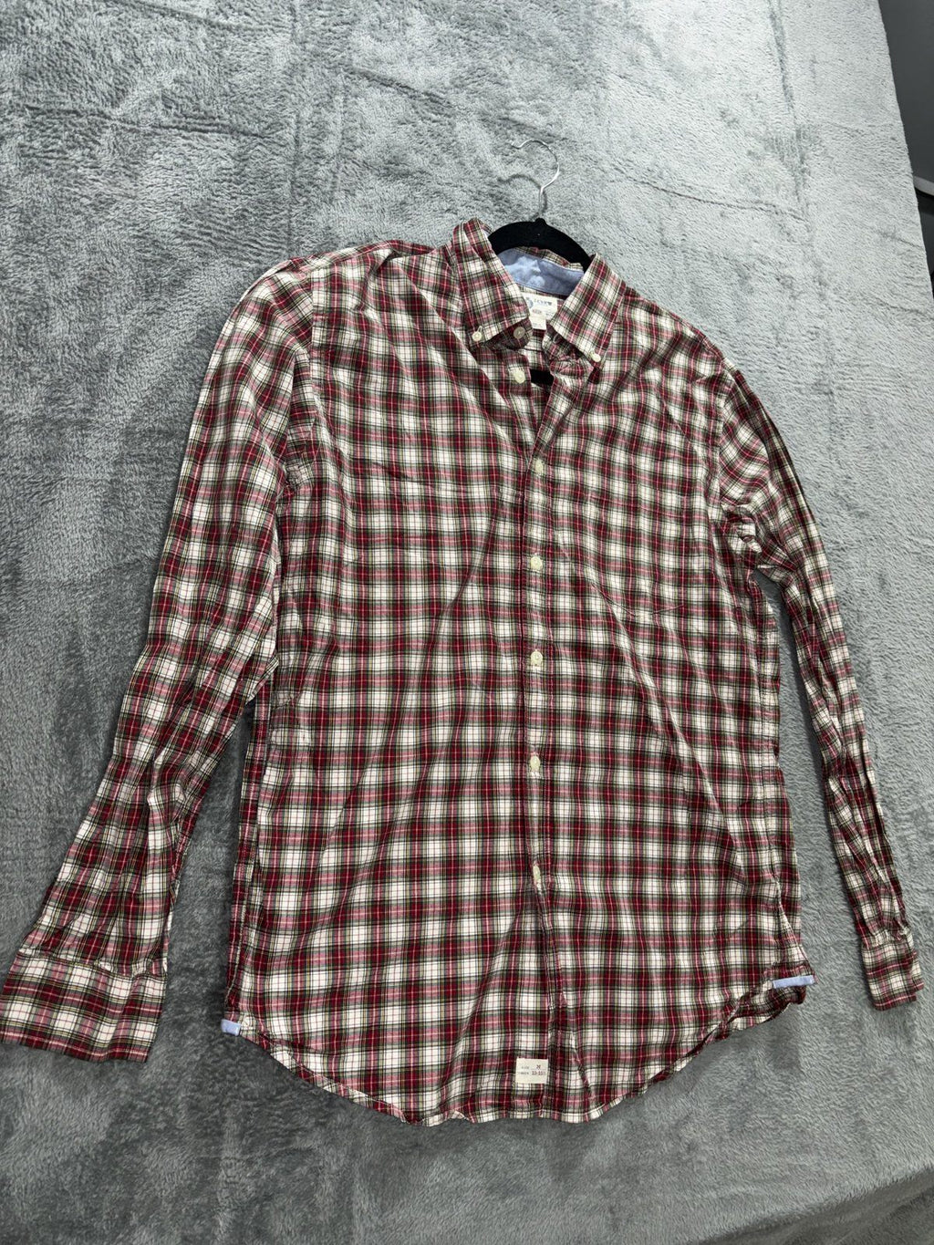 J.Crew Men's Red Plaid Dress Shirt Size M, photo 3 of 8