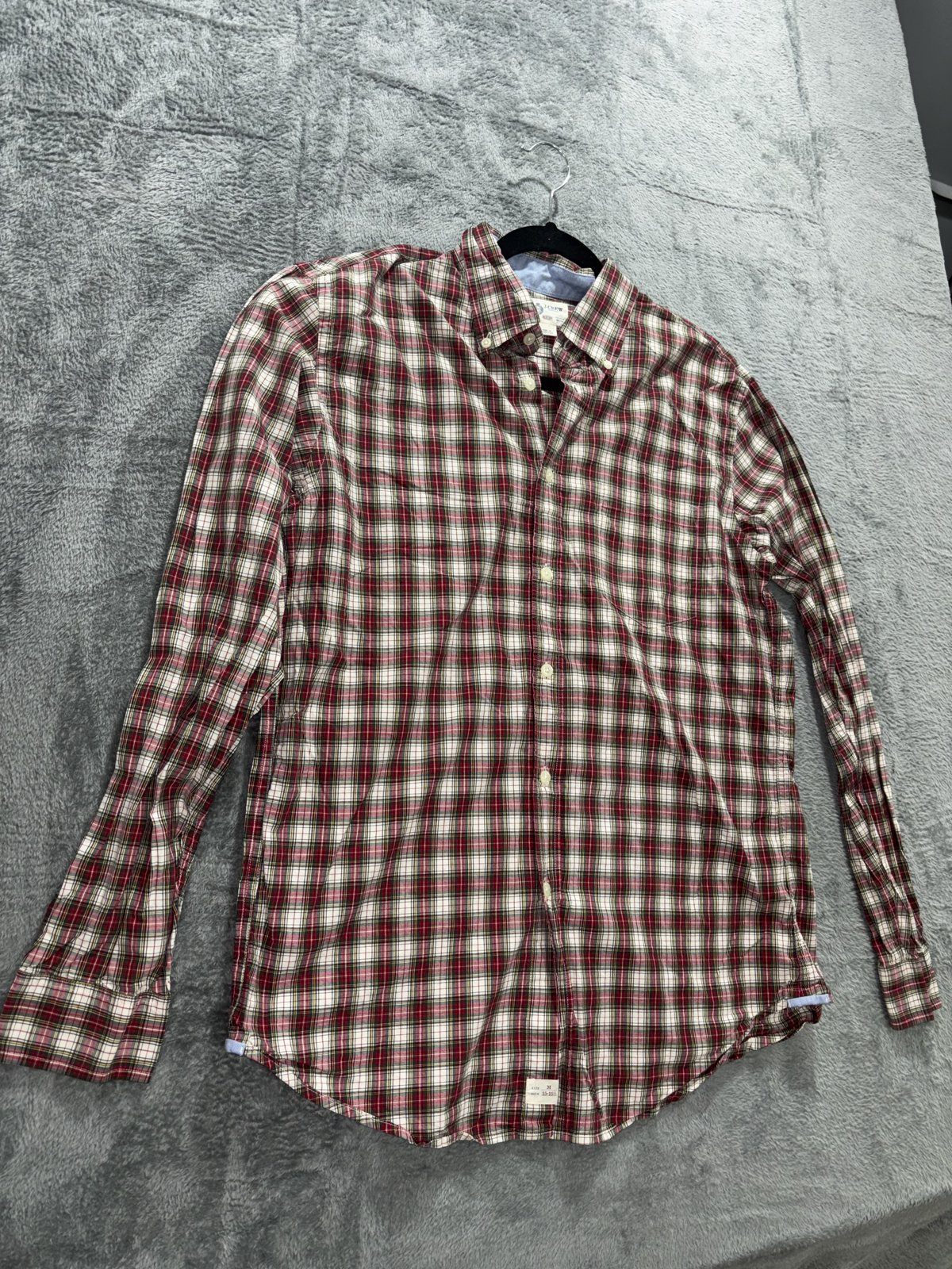 J.Crew Men's Red Plaid Dress Shirt Size M, photo 3 of 8