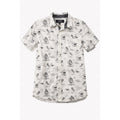 Eighty Eight Button Up Shirt Men Medium White Skull Print Cotton Short Sleeve