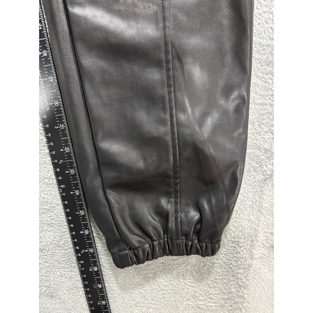 Shinestar Faux Leather Cargo Pants Womens Small Black Jogger High Rise