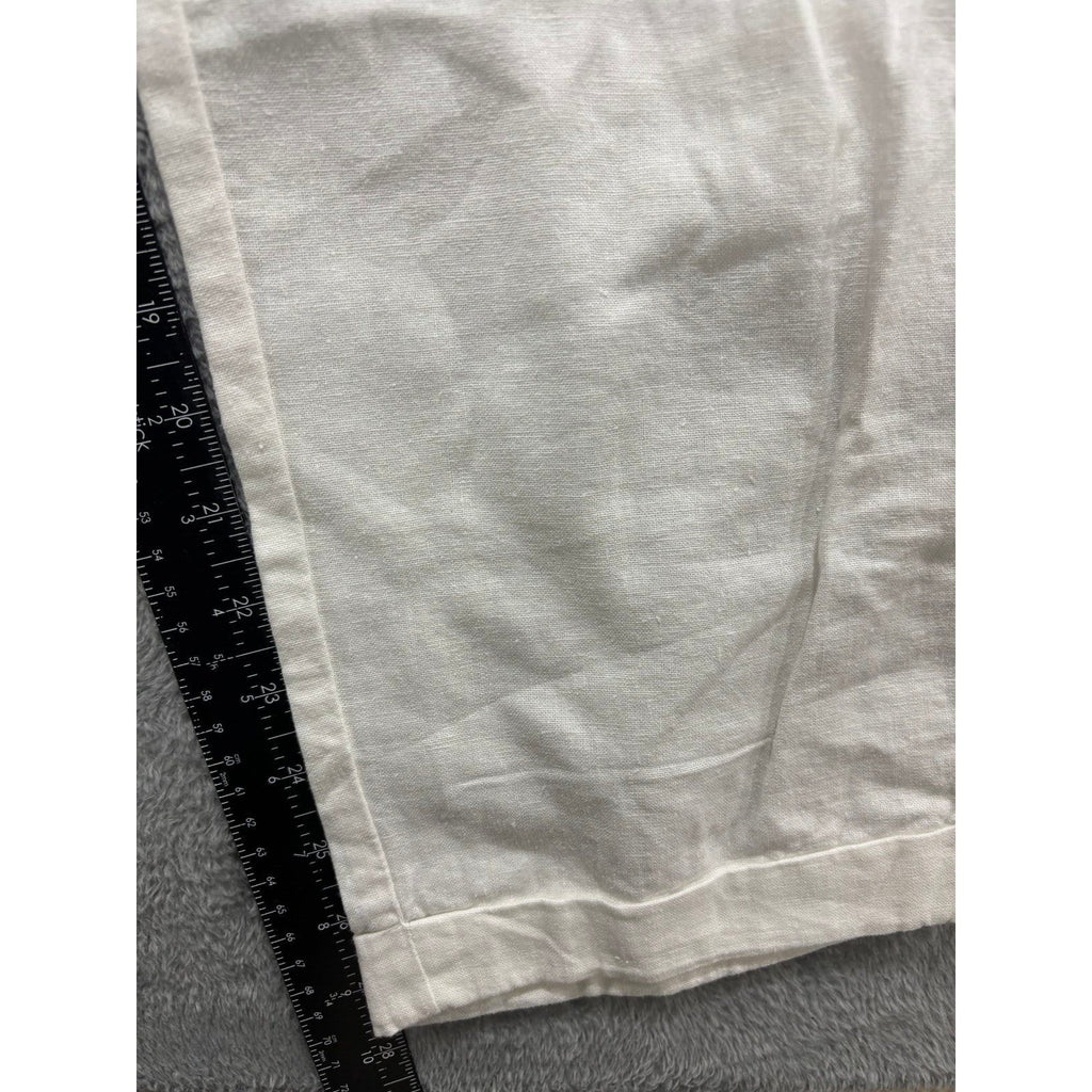 Old Navy L Tall Womens White Linen Blend Pants Casual Coastal Boho