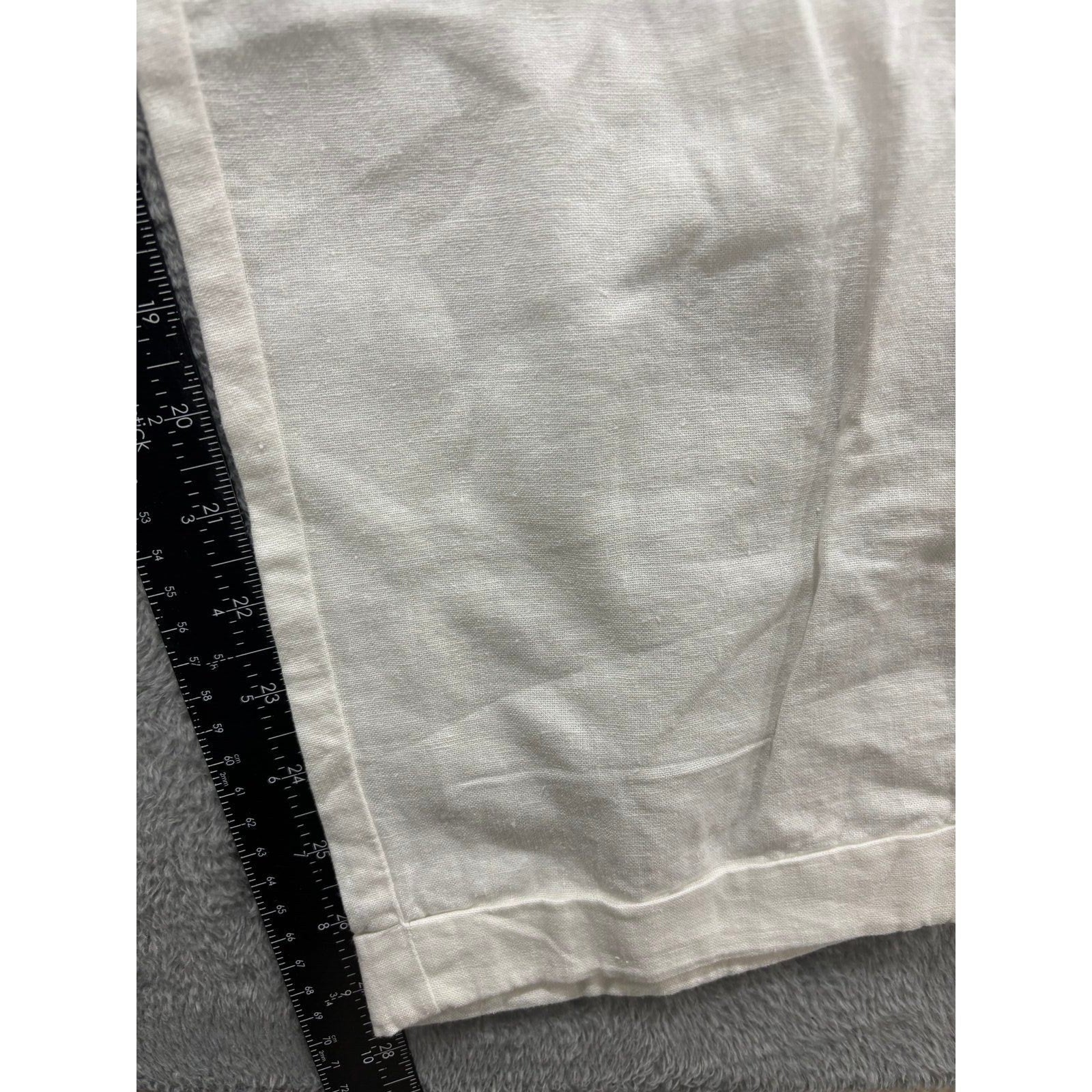 Old Navy L Tall Womens White Linen Blend Pants Casual Coastal Boho