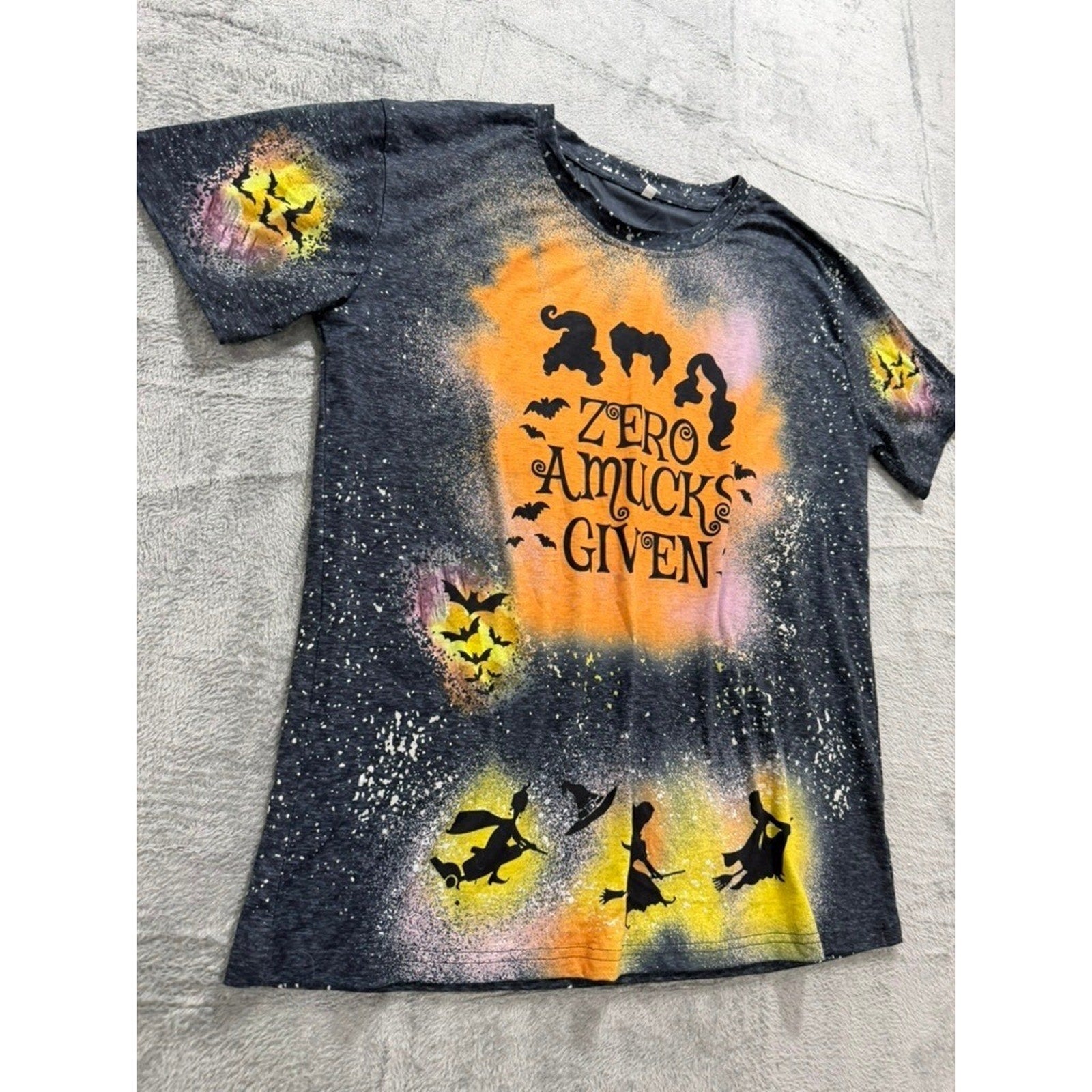 Zero Amucks Given Hocus Pocus Halloween Graphic Tee Charcoal Gray XL Spooky Goth