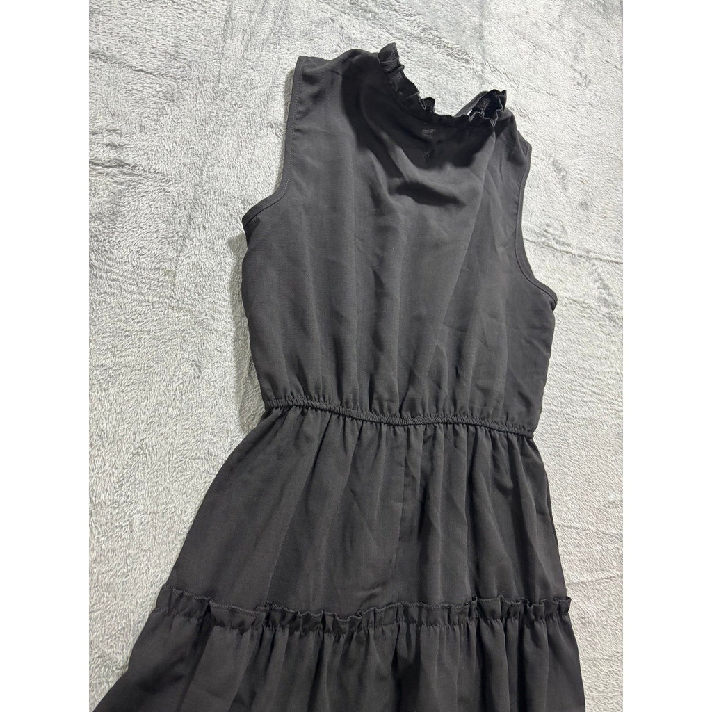 SHEIN M Black Tiered Mini Dress Womens Boho Casual Sleeveless Ruffle Neck