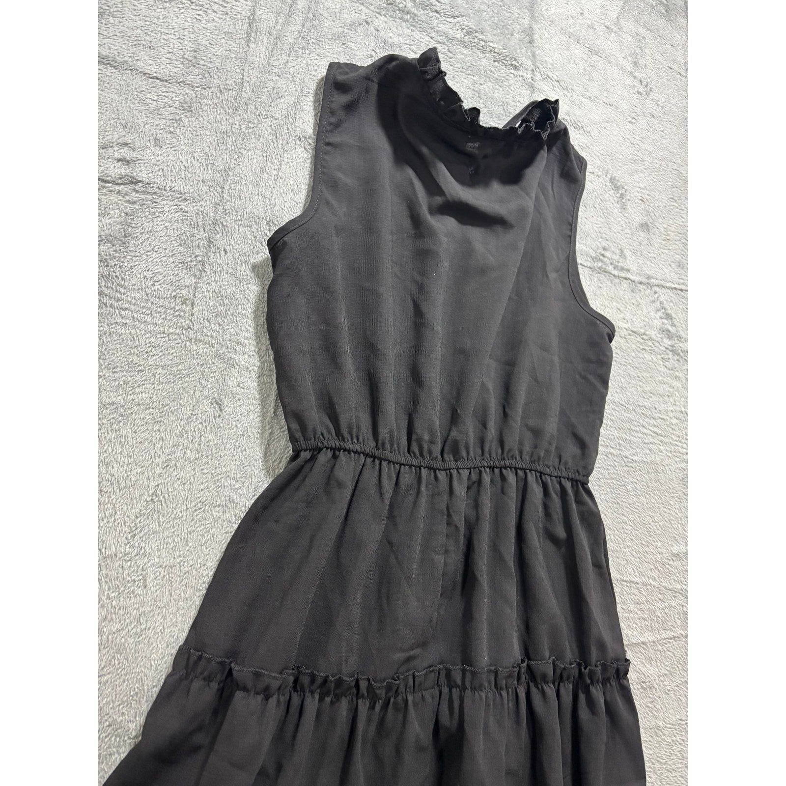 SHEIN M Black Tiered Mini Dress Womens Boho Casual Sleeveless Ruffle Neck