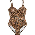 Aerie Leopard Print Tie Front One Piece Swimsuit Womens S Spaghetti Strap