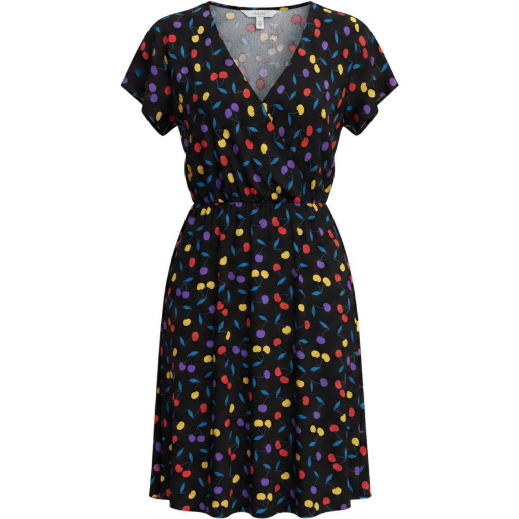 ModCloth 4X Cherry Print Fit Flare Midi Dress Retro V Neck Short Sleeve Whimsy